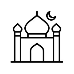 mosque icon, mosque line art - simple line art of mosque, perfect for mosque logos and icons and themed design 