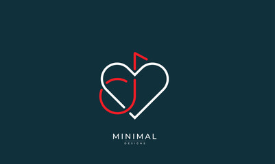 Minimal Heart logo with a Music note / love music logo 