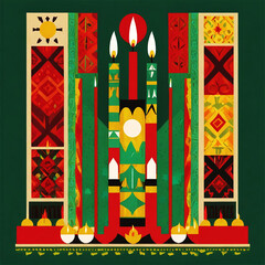 Fototapeta premium Festive Kwanzaa Kinara Design with Red, Black, and Green Candles