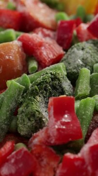 close up of frozen sliced vegetables food rotation