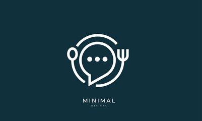 Naklejka premium Minimal food talk logo / speech bubble logo / food chat logo / table talk logo 