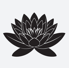 lotus flower illustration, water lily1 silhouette vector art illustration