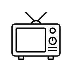 old television icon, old television line art - simple line art of old television, perfect for old television logos and icons and themed design 