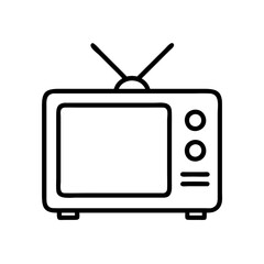 old television icon, old television line art - simple line art of old television, perfect for old television logos and icons and themed design 