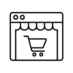 online stores icon, online stores line art - simple line art of online stores, perfect for online stores logos and icons and themed design 