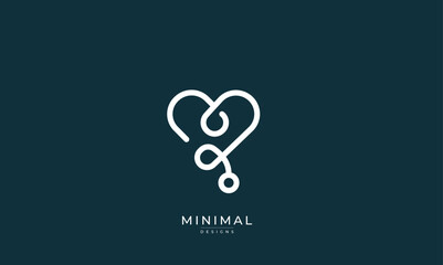 Minimal heart logo with stethoscope 