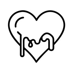 painted heart icon, painted heart line art - simple line art of painted heart, perfect for painted heart logos and icons and themed design 