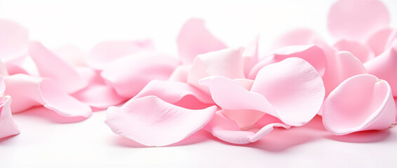 Obraz premium Delicate Pink Rose Petals on a White Background. Romantic, Elegant, and Soft Floral Composition. Perfect for Wedding, Valentine's Day, or Beauty Branding.