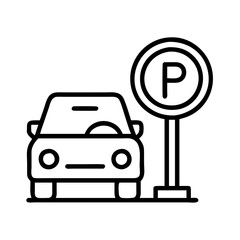 parking icon, parking line art - simple line art of parking, perfect for parking logos and icons and themed design 