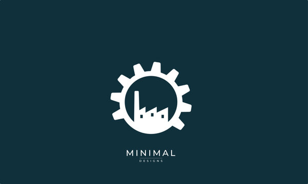 Factory logo with a cog / factory worker logo 