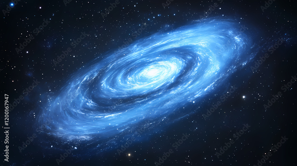 Wall mural mesmerizing blue swirling vortex of light creates dynamic and captivating visual effect, evoking sen