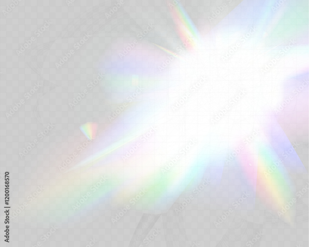 Poster bright glowing light burst with soft edges and subtle rays on a transparent background, suitable for