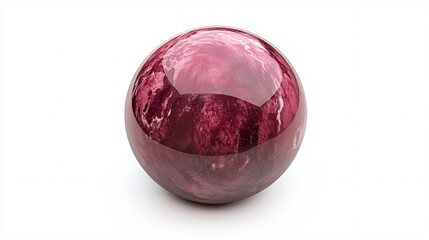 Fototapeta premium A glossy, deep red marble sphere, showcasing intricate patterns and a reflective surface.