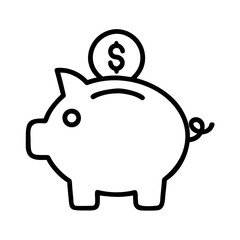 piggy bank icon, piggy bank line art - simple line art of piggy bank, perfect for piggy bank logos and icons and themed design 