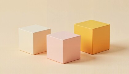 Fototapeta premium Colorful geometric blocks in pastel shades on soft background