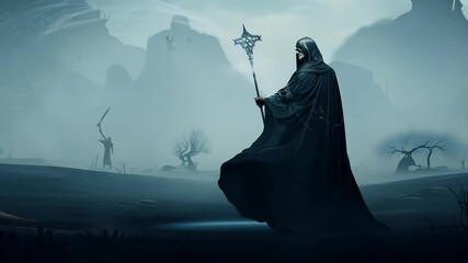 inocents metaphor soul taking the poor reaper ai generative portrait day of the dead soul nightmare mystery costume artwork devil hood daemon element face background bone design head creepy