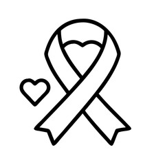 pink ribbon icon, pink ribbon line art - simple line art of pink ribbon, perfect for pink ribbon logos and icons and themed design 