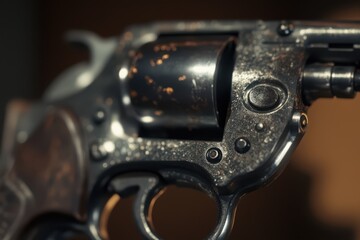 a revolver with a black handle and a metal barrel
