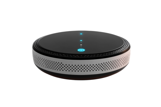 Smart speaker designed for voice control and home automation with sleek design and intuitive interface in modern living space