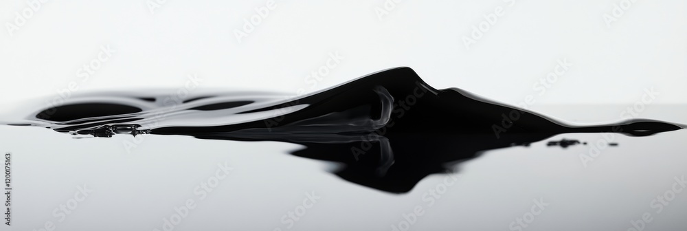 Poster shiny black oil puddle creating a reflective surface under natural light conditions. generative ai