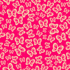 Seamless vector pattern with butterflies summer spring print for paper textile clothes objects nice beautiful background wallpaper endless illustration	
