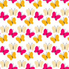 Seamless vector pattern with butterflies summer spring print for paper textile clothes objects nice beautiful background wallpaper endless illustration	
