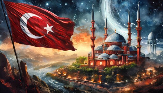 T&Uuml;RK BAYRAĞI - Tarihin derinliklerinden gelen bir miras, doğanın g&uuml;zelliğiyle birleşiyor. Bu fotoğraf, T&uuml;rkiye'nin zengin k&uuml;lt&uuml;r&uuml;n&uuml; ve coğrafyasını g&ouml;zler &ouml;n&uuml;ne seriyor.
