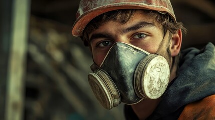 Fototapeta premium Dedicated Construction Worker in Protective Gear