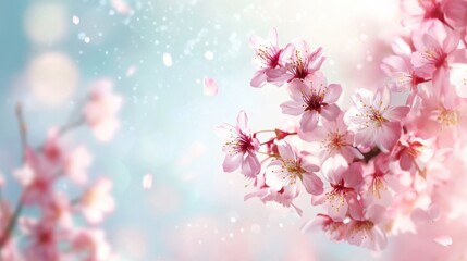 Fototapeta premium Delicate pink cherry blossoms in bloom.