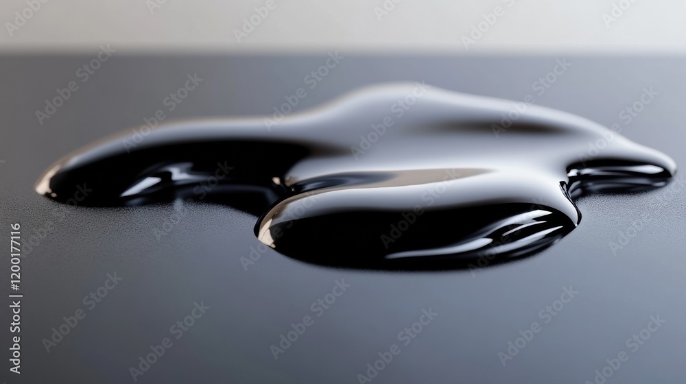 Aufkleber black oil puddle glistening on smooth surface under soft light. generative ai