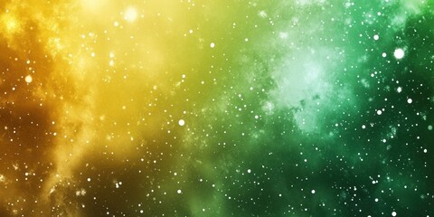 Obraz premium Cosmic watercolor painting with green and gold shades for artistic design