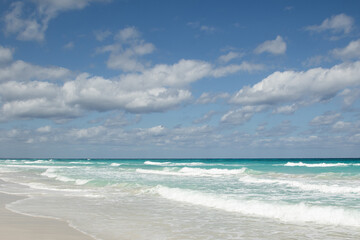 Scenic Turquoise Water Waves of the Caribbean Sea