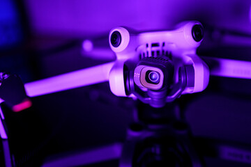 Modern drone with camera - Front view detail