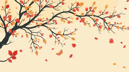 Obraz premium Vibrant Autumn Tree Branch Nature Ornate Decor