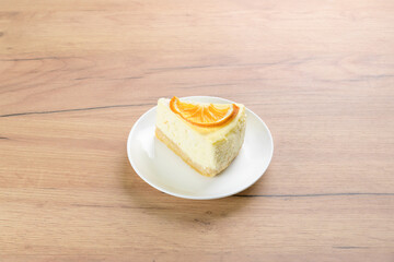 a piece of delicious cake on the background