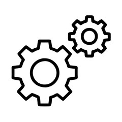 settings gears cogs icon, settings gears cogs line art - simple line art of settings gears cogs, perfect for settings gears cogs logos and icons and themed design 