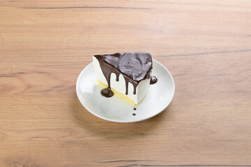 a piece of delicious cake on the background