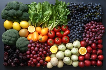 Colorful Variety of Fresh Fruits and Vegetables for Healthy Eating and Nutrition