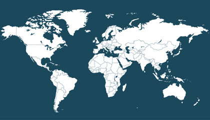 Fototapeta premium World map. Blue modern vector map. Silhouette map.
