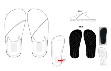 closed toe sandal technical drawing