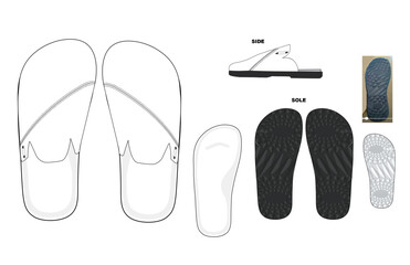 closed toe sandal technical drawing