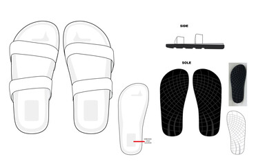 slip on double strap with sole technical drawing