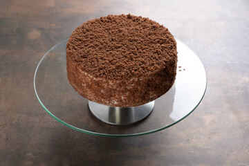 a piece of delicious cake on the background