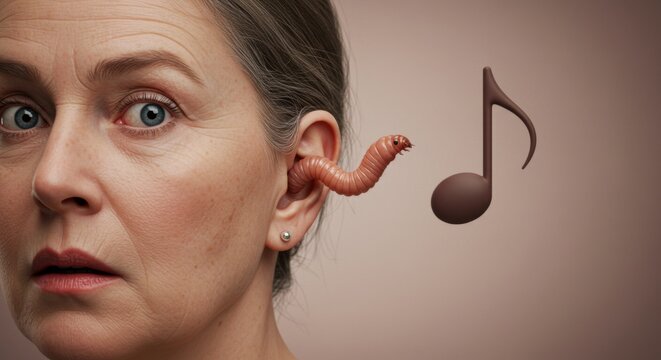 earworm, ear worm, music in your ear, can't get the tune out of your head, common phrase