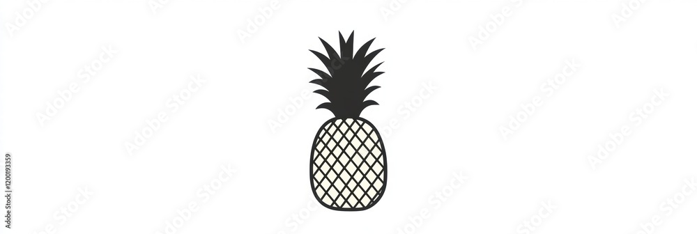 Aufkleber Pineapple illustration featuring classic shape and distinct crown in a minimalist style on a light background. Generative AI
