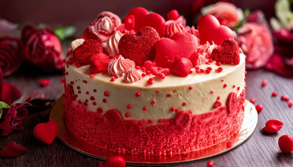 Valentines - Love - Delicious Love Cake with hearts, made to order cakes, Custom Valentines cake image