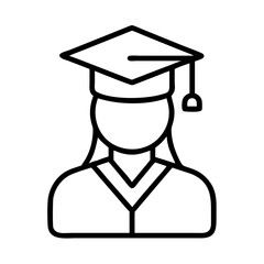 student graduation icon, student graduation line art - simple line art of student graduation, perfect for student graduation logos and icons and themed design 