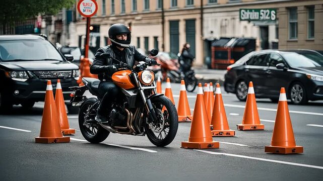 Motorcycle on a cone circuit.