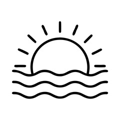 sun set icon, sun set line art - simple line art of sun set, perfect for sun set logos and icons and themed design 