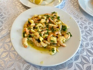 Raki appetizer Sauteed Shrimp with Herbs and Garlic